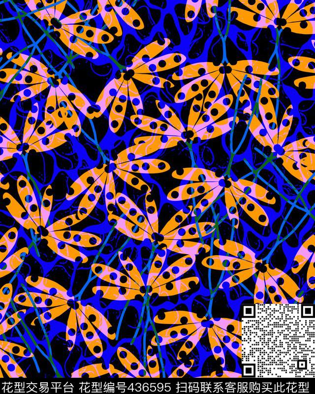 抽象休闲线条数码印花华亿平台下载（图片编号: 436595） - 瓦栏（Walan）