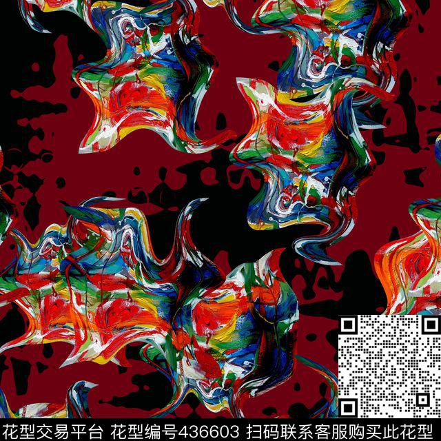 潮流复古抽象数码印花华亿平台下载（图片编号: 436603） - 瓦栏（Walan）