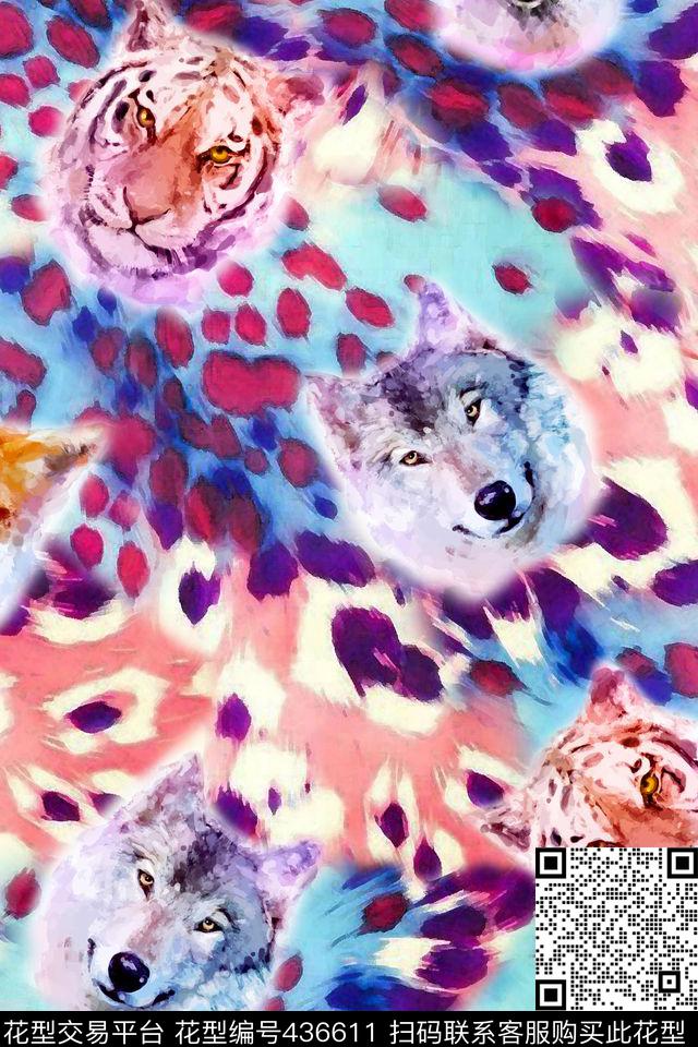 水彩动物彩色豹纹时尚丝绸雪纺面料数码印花华亿平台下载（图片编号: 436611） - 瓦栏（Walan）