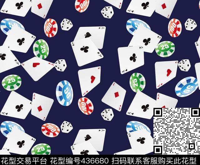 立体空间流行时尚大牌扑克牌数码印花华亿平台下载（图片编号: 436680） - 瓦栏（Walan）
