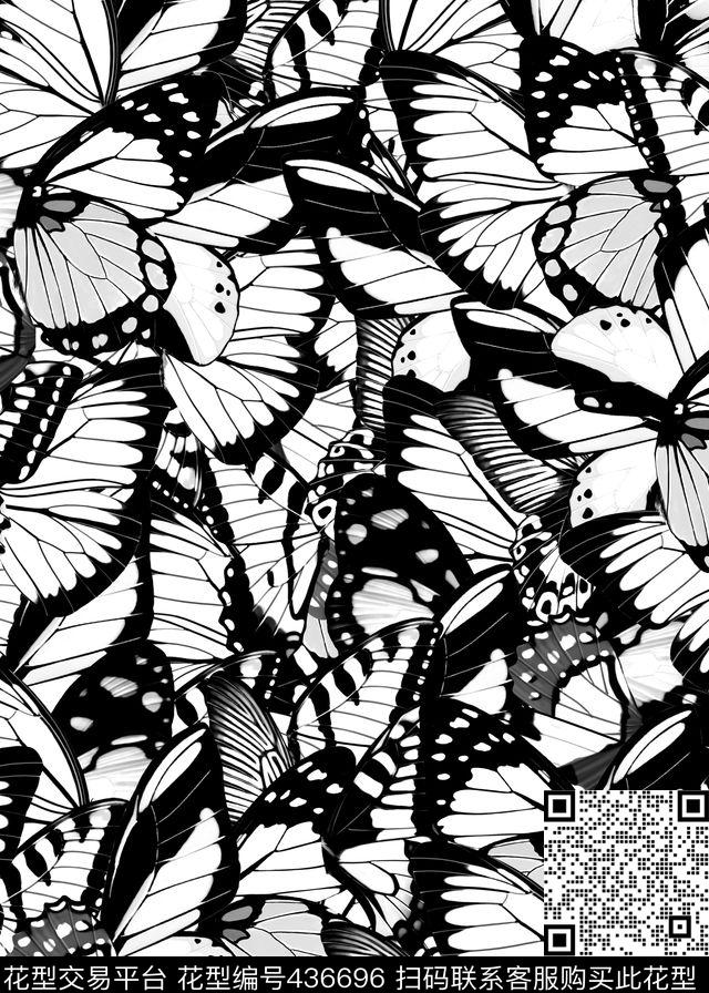 抽像蝴蝶面料数码印花华亿平台下载（图片编号: 436696） - 瓦栏（Walan）