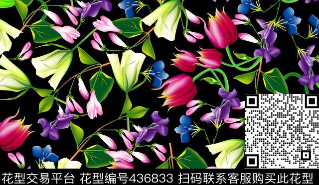 抽象花欧美数码印花华亿平台下载（图片编号: 436833） - 瓦栏（Walan）