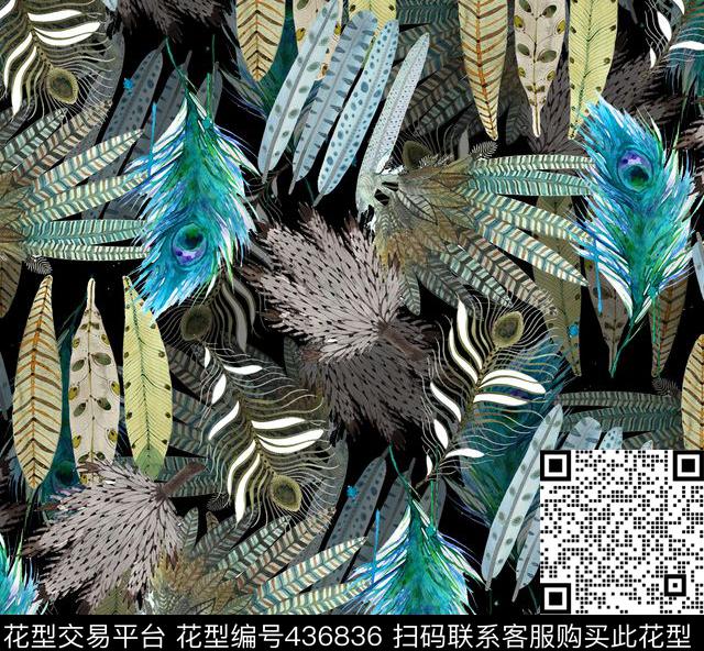 复古流行时尚手绘数码印花华亿平台下载（图片编号: 436836） - 瓦栏（Walan）