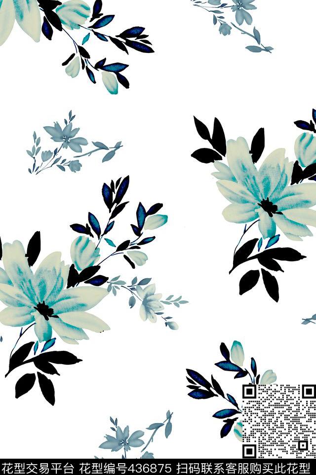 L.D~花卉青花瓷L.D~手绘数码印花华亿平台下载（图片编号: 436875） - 瓦栏（Walan）