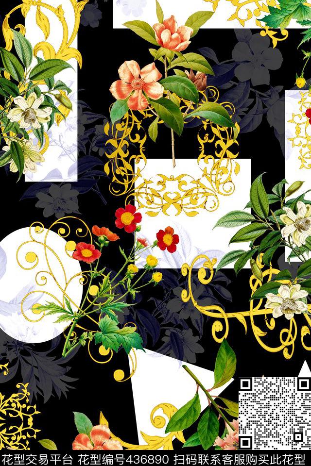 欧式花卉数码印花华亿平台下载（图片编号: 436890） - 瓦栏（Walan）