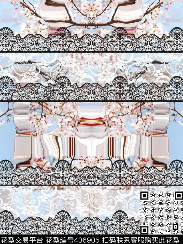 清新浪漫樱花数码印花华亿平台下载（图片编号: 436905） - 瓦栏（Walan）
