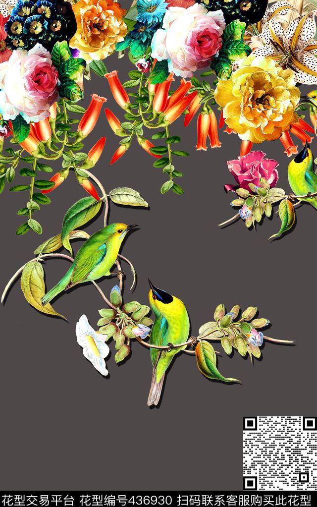 花卉鸟时尚数码印花华亿平台下载（图片编号: 436930） - 瓦栏（Walan）