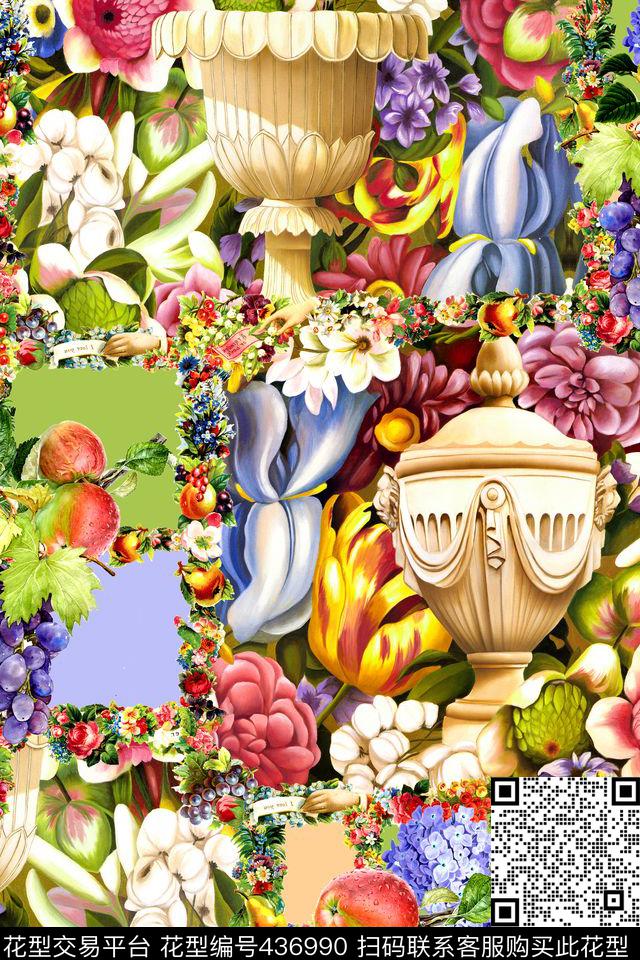 时尚几何花瓶数码印花华亿平台下载（图片编号: 436990） - 瓦栏（Walan）