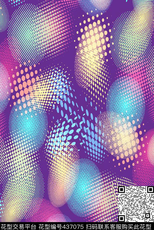 抽象迷幻圈圈数码印花华亿平台下载（图片编号: 437075） - 瓦栏（Walan）