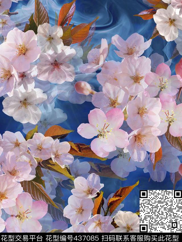 梦幻樱花花卉数码印花华亿平台下载（图片编号: 437085） - 瓦栏（Walan）