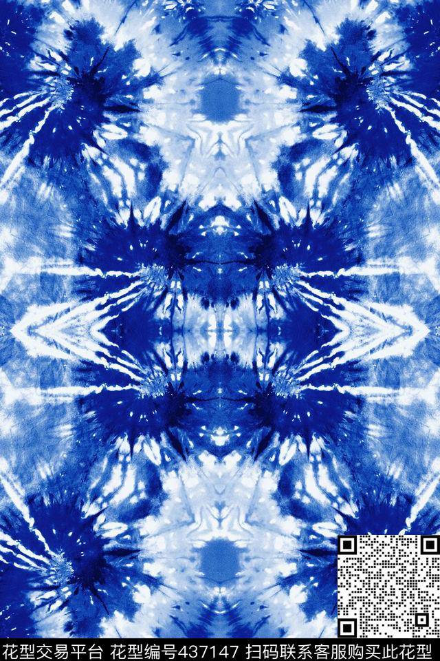 民族风情靛蓝扎染华亿平台数码印花华亿平台下载（图片编号: 437147） - 瓦栏（Walan）