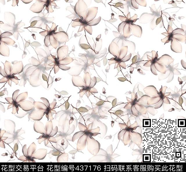 时尚清新简约小花花卉数码印花华亿平台下载（图片编号: 437176） - 瓦栏（Walan）