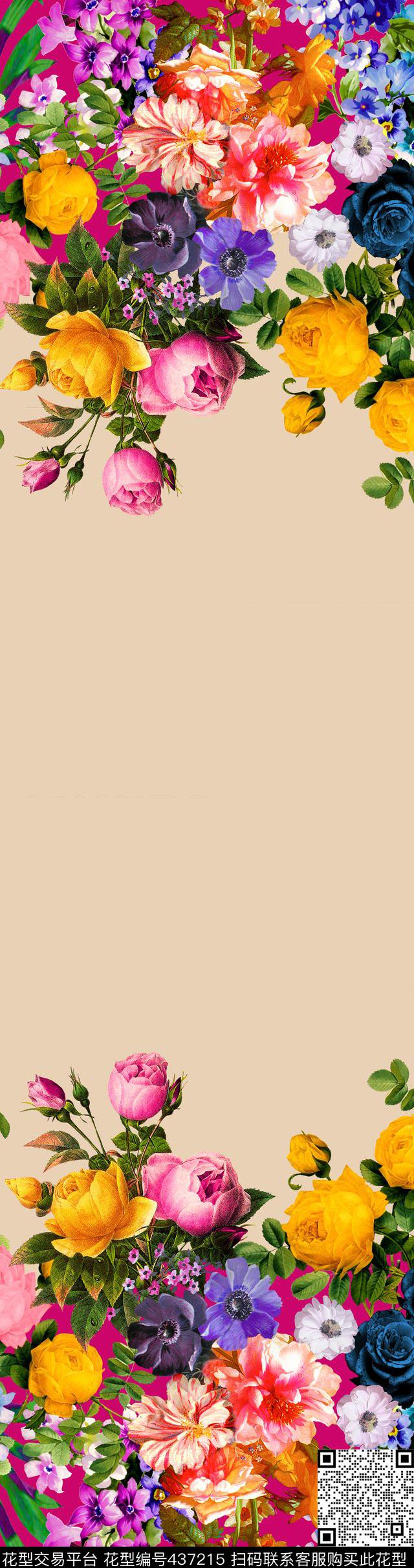 数码定位花卉动物纹双边定位印花数码印花华亿平台下载（图片编号: 437215） - 瓦栏（Walan）