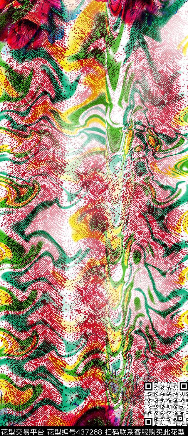 花卉蛇纹时尚定位数码印花华亿平台下载（图片编号: 437268） - 瓦栏（Walan）