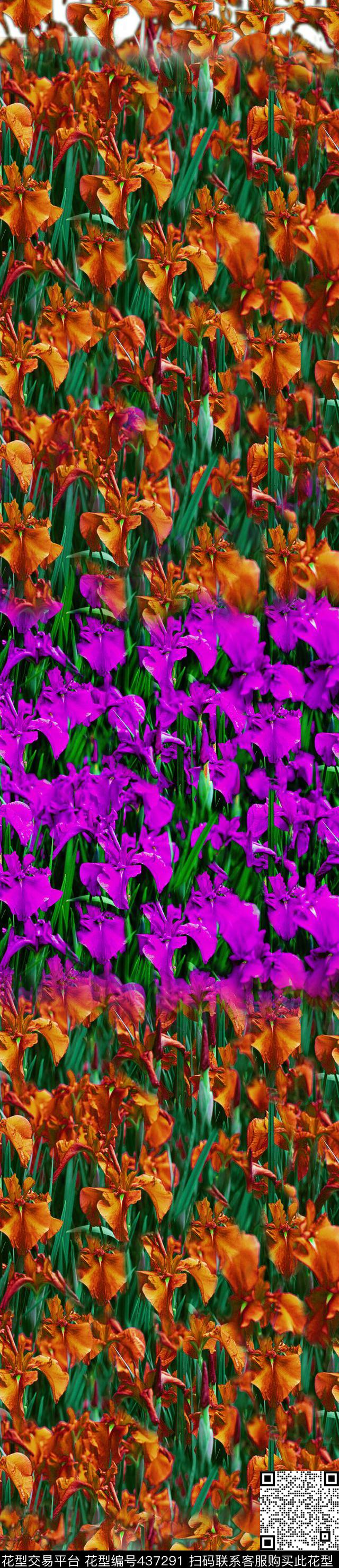 中间定位自然风花卉数码印花华亿平台下载（图片编号: 437291） - 瓦栏（Walan）
