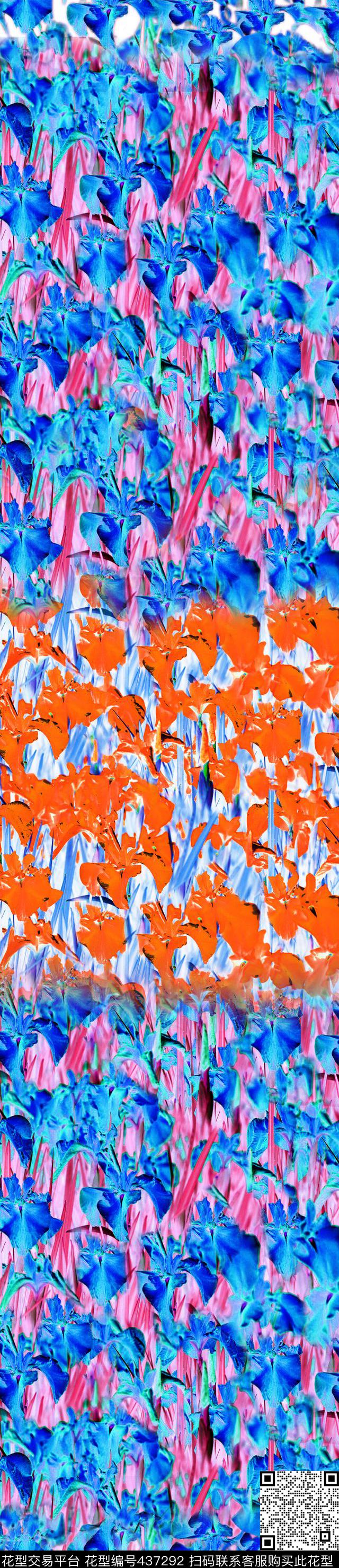 中间定位自然风花卉数码印花华亿平台下载（图片编号: 437292） - 瓦栏（Walan）