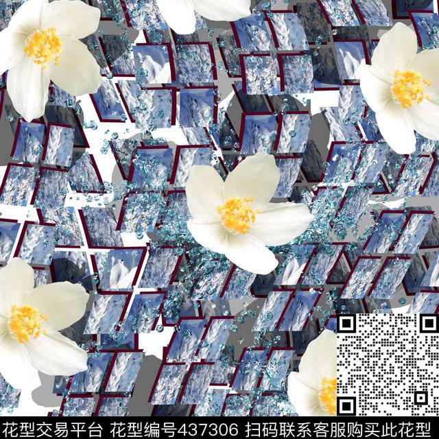 立体感鸡蛋花欧式复古数码印花华亿平台下载（图片编号: 437306） - 瓦栏（Walan）