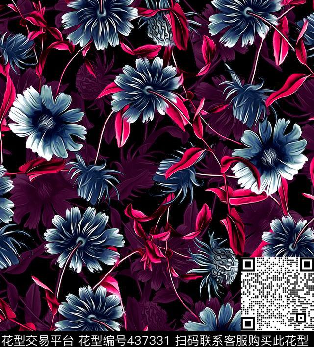 15秀场花卉复古数码印花华亿平台下载（图片编号: 437331） - 瓦栏（Walan）
