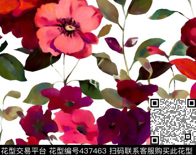 手绘paintingrose手绘花卉数码印花华亿平台下载（图片编号: 437463） - 瓦栏（Walan）
