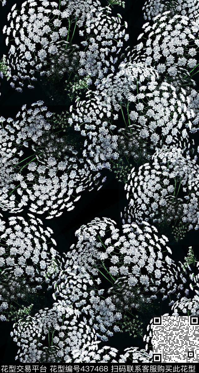 立体透视小白花数码印花华亿平台下载（图片编号: 437468） - 瓦栏（Walan）