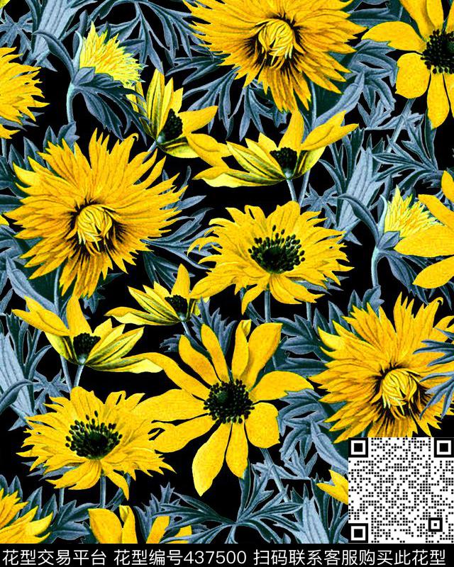 复古花卉秋冬数码印花华亿平台下载（图片编号: 437500） - 瓦栏（Walan）