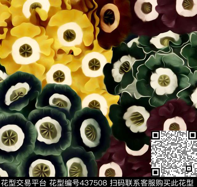 复古花卉秋冬数码印花华亿平台下载（图片编号: 437508） - 瓦栏（Walan）