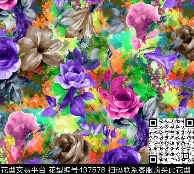 时尚面料华亿平台数码印花流行华亿平台数码印花华亿平台下载（图片编号: 437578） - 瓦栏（Walan）