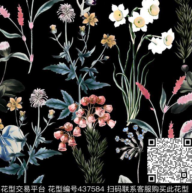 大牌秀场复古花卉数码印花华亿平台下载（图片编号: 437584） - 瓦栏（Walan）