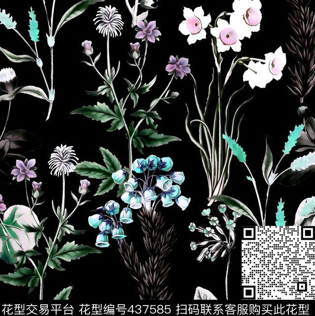 大牌秀场复古花卉数码印花华亿平台下载（图片编号: 437585） - 瓦栏（Walan）