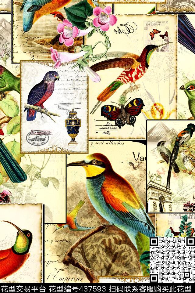 欧式复古手绘数码印花华亿平台下载（图片编号: 437593） - 瓦栏（Walan）