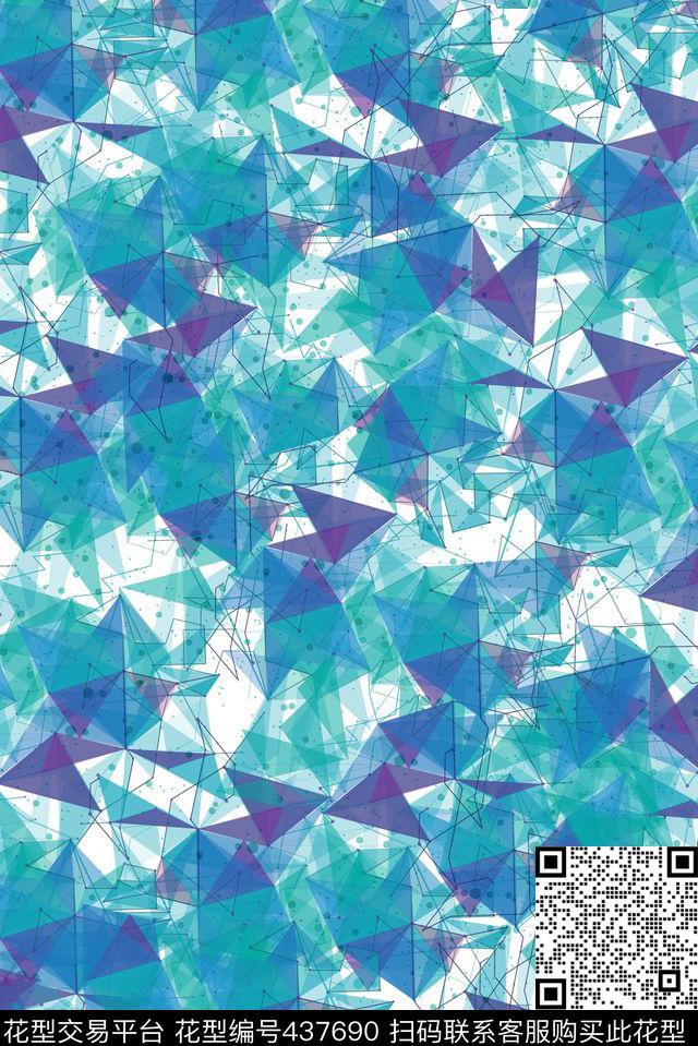 抽象几何炫彩数码印花华亿平台下载（图片编号: 437690） - 瓦栏（Walan）