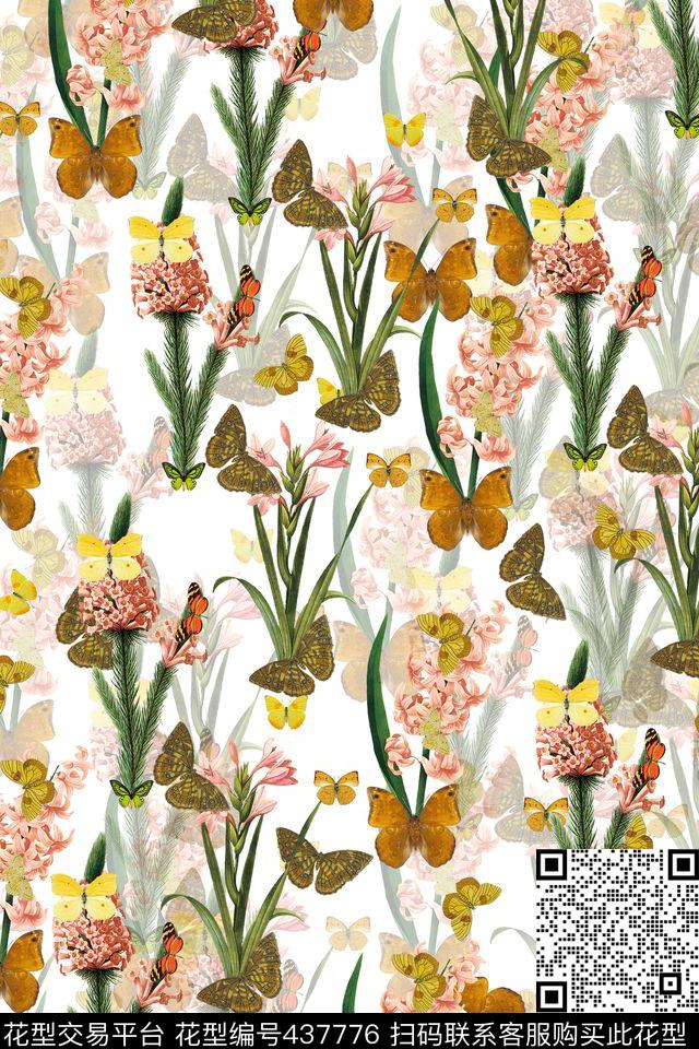 蝴蝶水彩小清新数码印花华亿平台下载（图片编号: 437776） - 瓦栏（Walan）