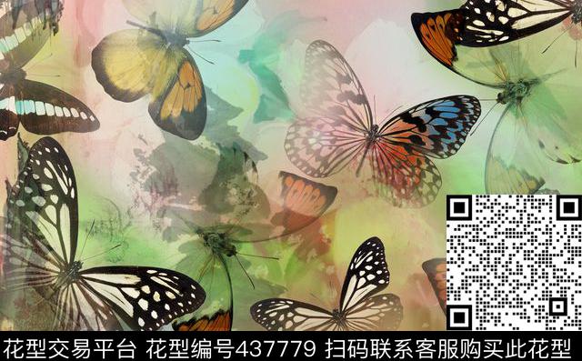 中国山水蝴蝶丝巾数码印花华亿平台下载（图片编号: 437779） - 瓦栏（Walan）