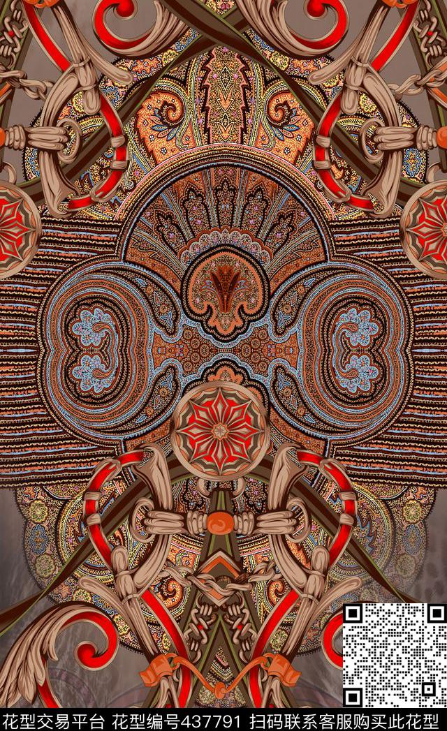 高贵金属花边民族风数码印花华亿平台下载（图片编号: 437791） - 瓦栏（Walan）