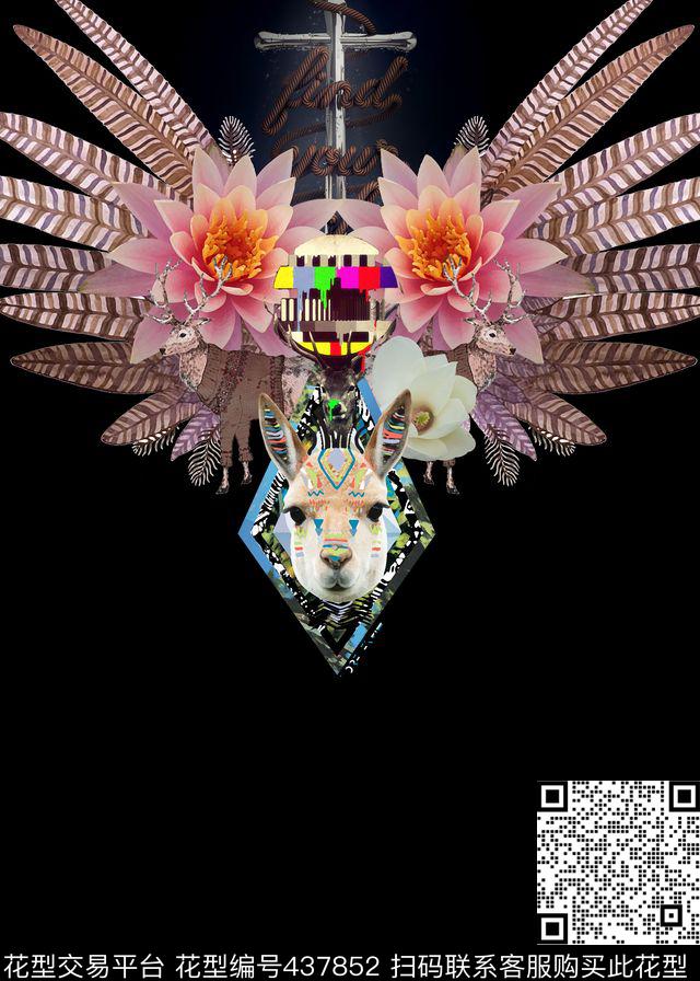 时尚3D男装羽毛数码印花华亿平台下载（图片编号: 437852） - 瓦栏（Walan）