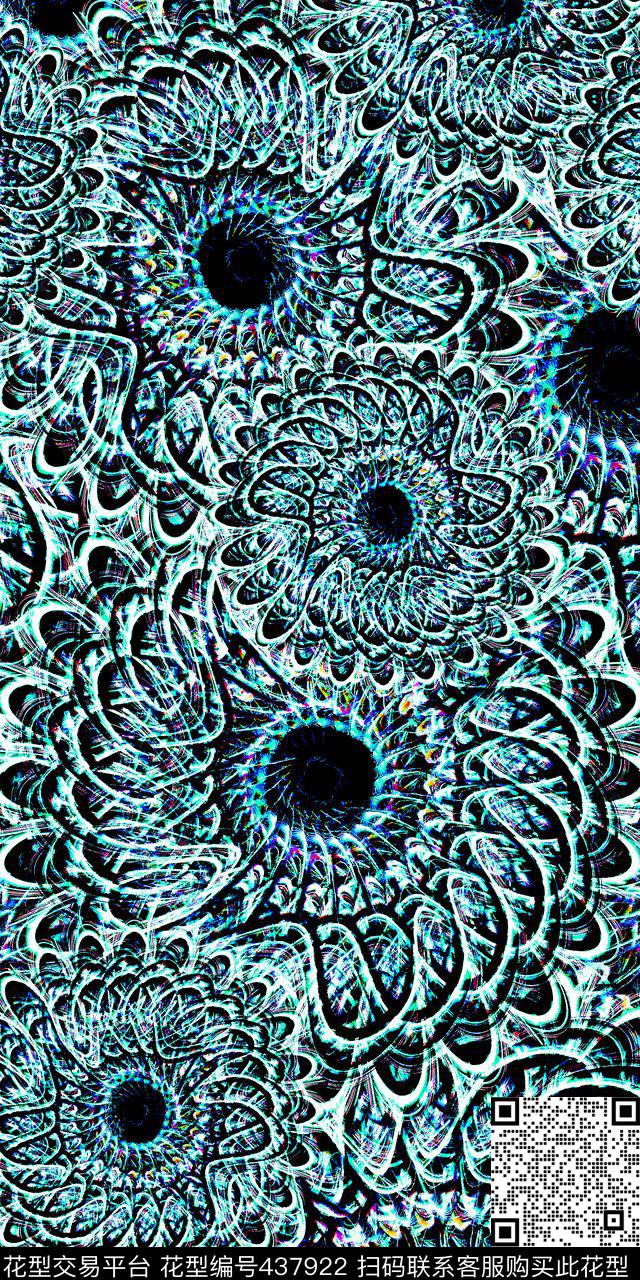 抽象螺旋机理炫彩数码印花华亿平台下载（图片编号: 437922） - 瓦栏（Walan）
