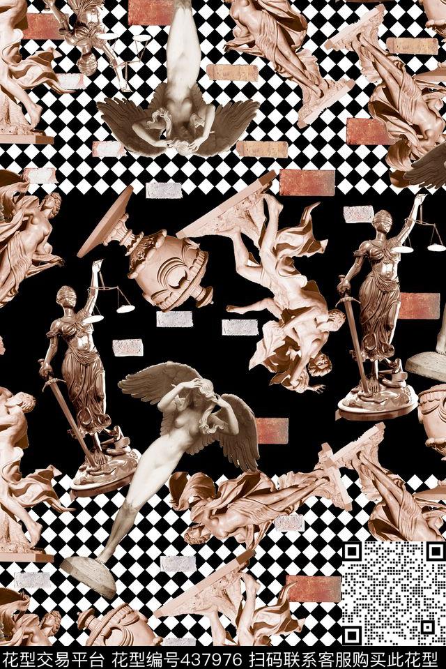 几何男装欧式雕塑数码印花华亿平台下载（图片编号: 437976） - 瓦栏（Walan）