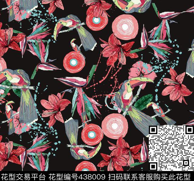 花卉花鸟时尚秋冬传统印花华亿平台下载（图片编号: 438009） - 瓦栏（Walan）