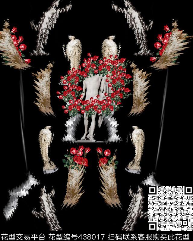 抽象玫瑰石膏波纹数码印花华亿平台下载（图片编号: 438017） - 瓦栏（Walan）