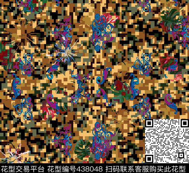 花几何立体格数码印花华亿平台下载（图片编号: 438048） - 瓦栏（Walan）
