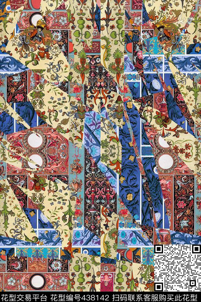 欧式复古图案古代数码印花华亿平台下载（图片编号: 438142） - 瓦栏（Walan）