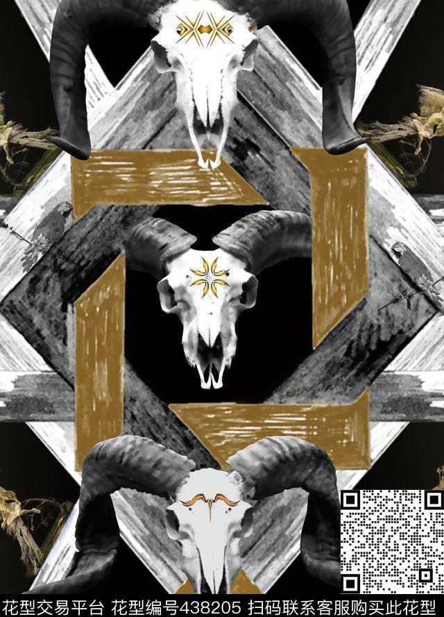 大牌羊头复古2016数码印花华亿平台下载（图片编号: 438205） - 瓦栏（Walan）