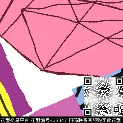 几何色块线数码印花华亿平台下载（图片编号: 438347） - 瓦栏（Walan）
