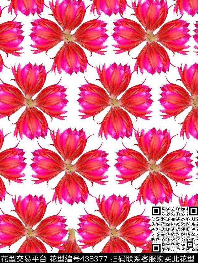 白色底花卉时尚浪漫数码印花华亿平台下载（图片编号: 438377） - 瓦栏（Walan）