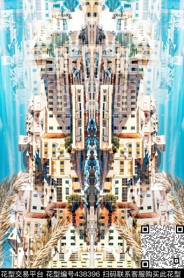 度假海边建筑数码印花华亿平台下载（图片编号: 438396） - 瓦栏（Walan）