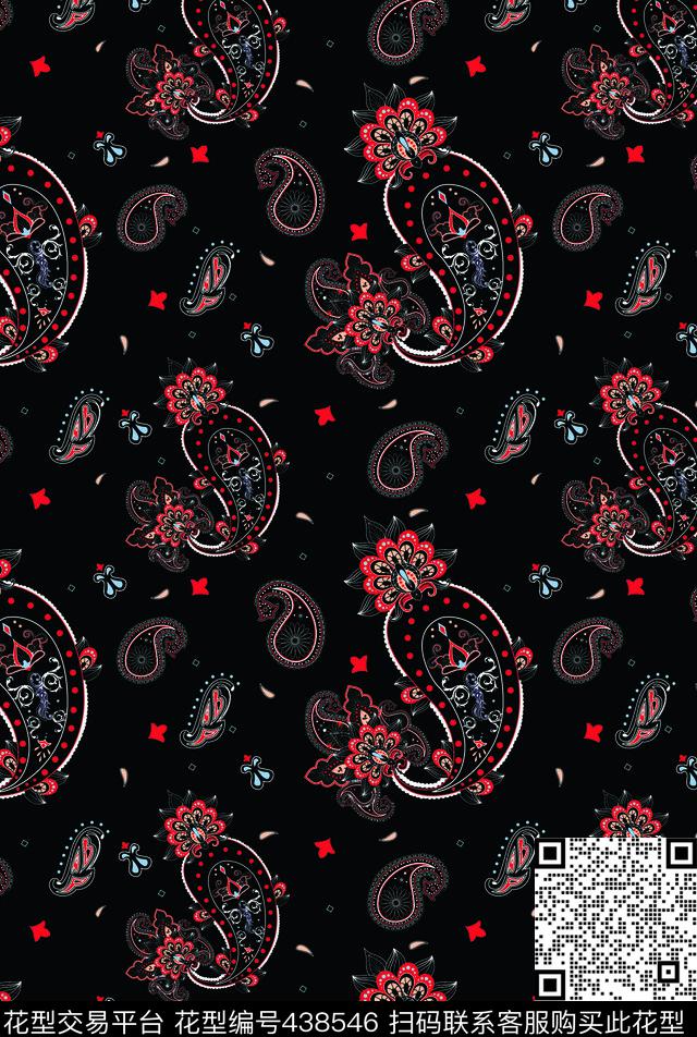 复古花回位数码印花华亿平台下载（图片编号: 438546） - 瓦栏（Walan）