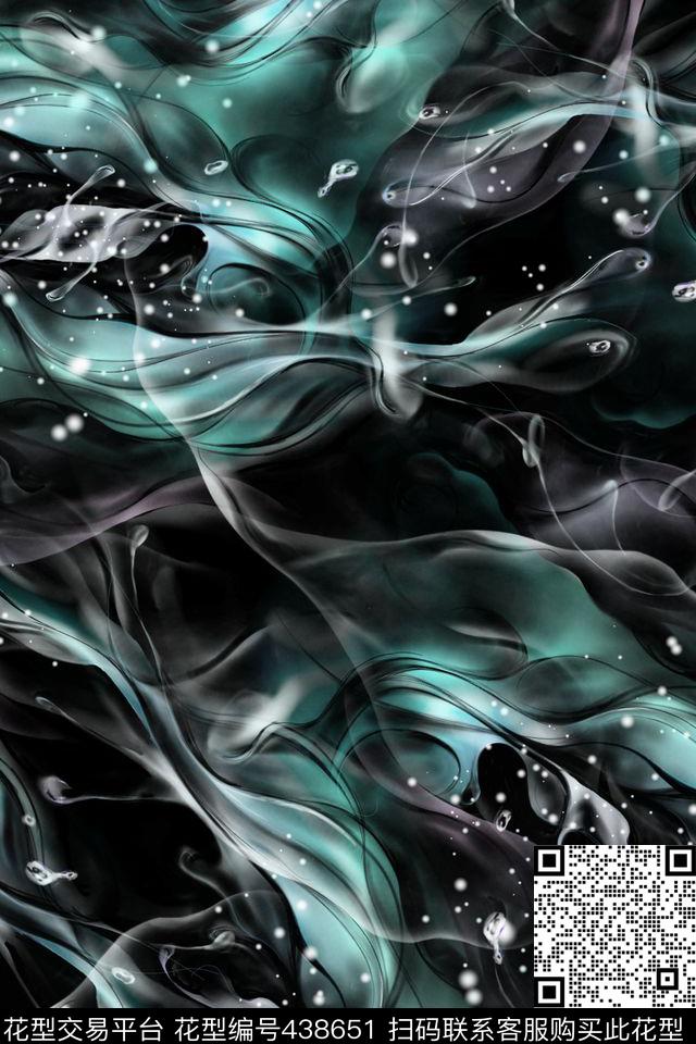 潮牌水纹水花数码印花华亿平台下载（图片编号: 438651） - 瓦栏（Walan）