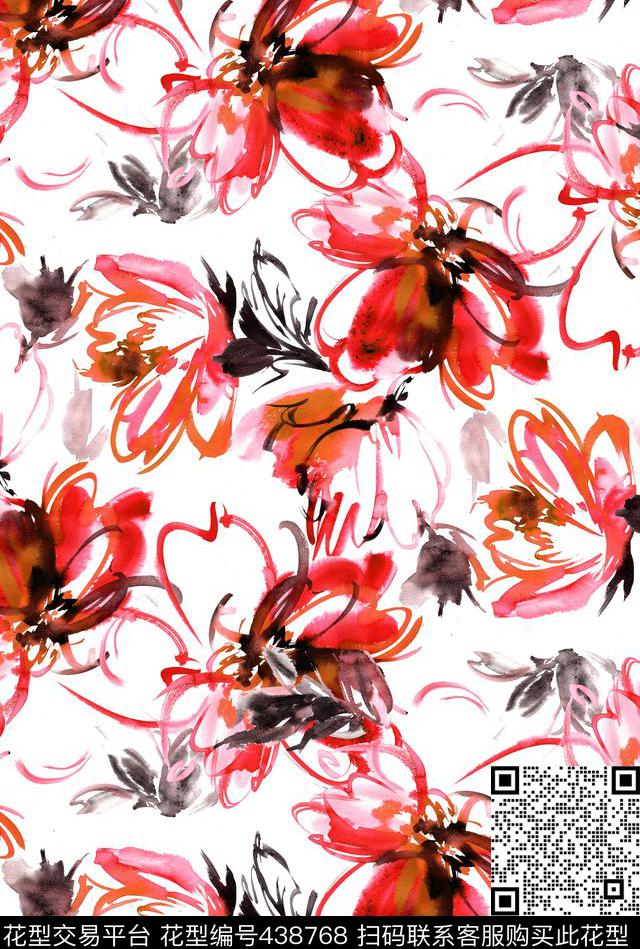 大花卉花卉时尚抽象数码印花华亿平台下载（图片编号: 438768） - 瓦栏（Walan）