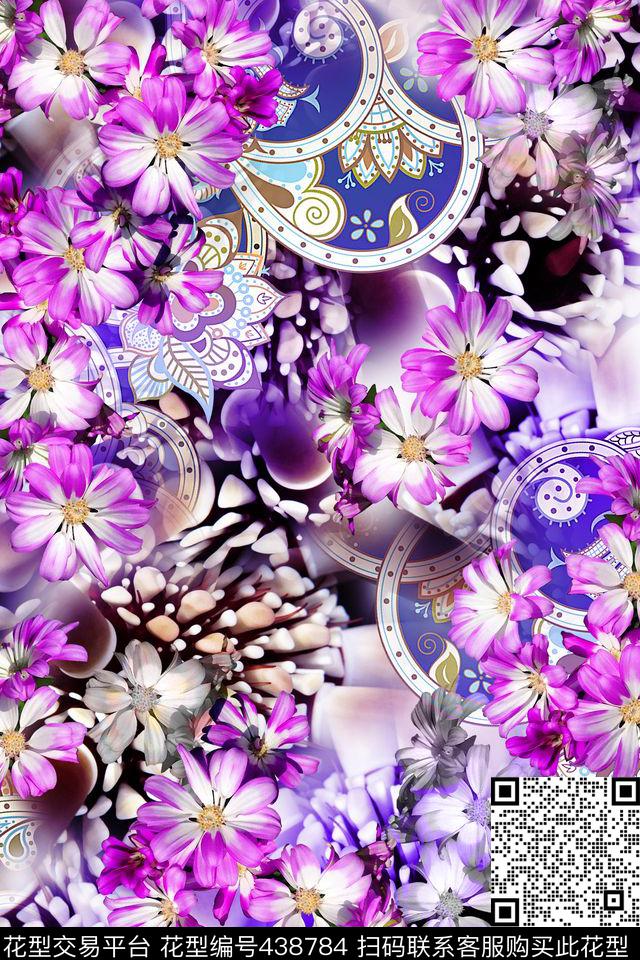 缤纷绚丽摄影小花集合腰果时尚女装数码印花华亿平台下载（图片编号: 438784） - 瓦栏（Walan）