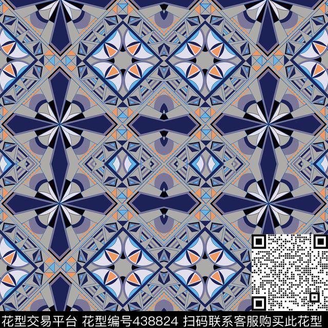 方格复古民族风数码印花华亿平台下载（图片编号: 438824） - 瓦栏（Walan）